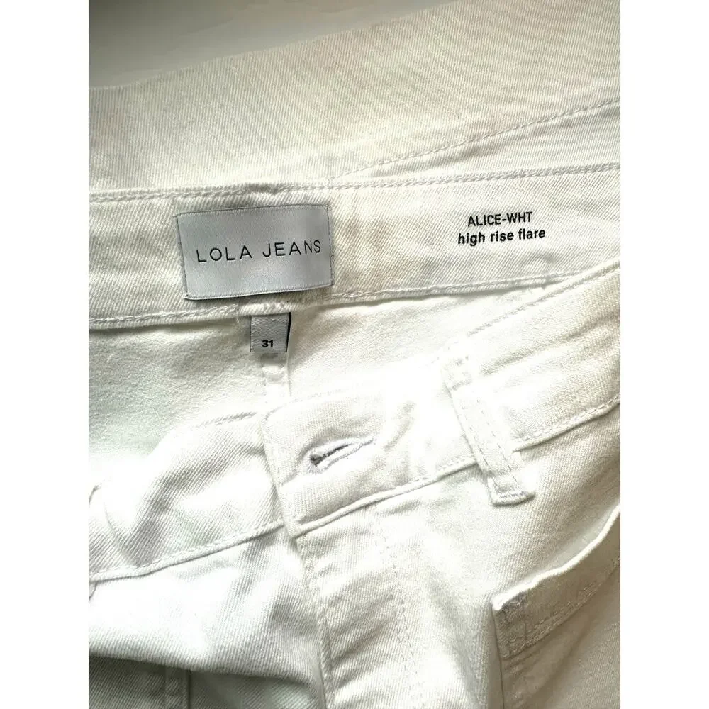 Lola Jeans White High-Rise Flare Jeans NWOT- Size 31 - Picture 5 of 9